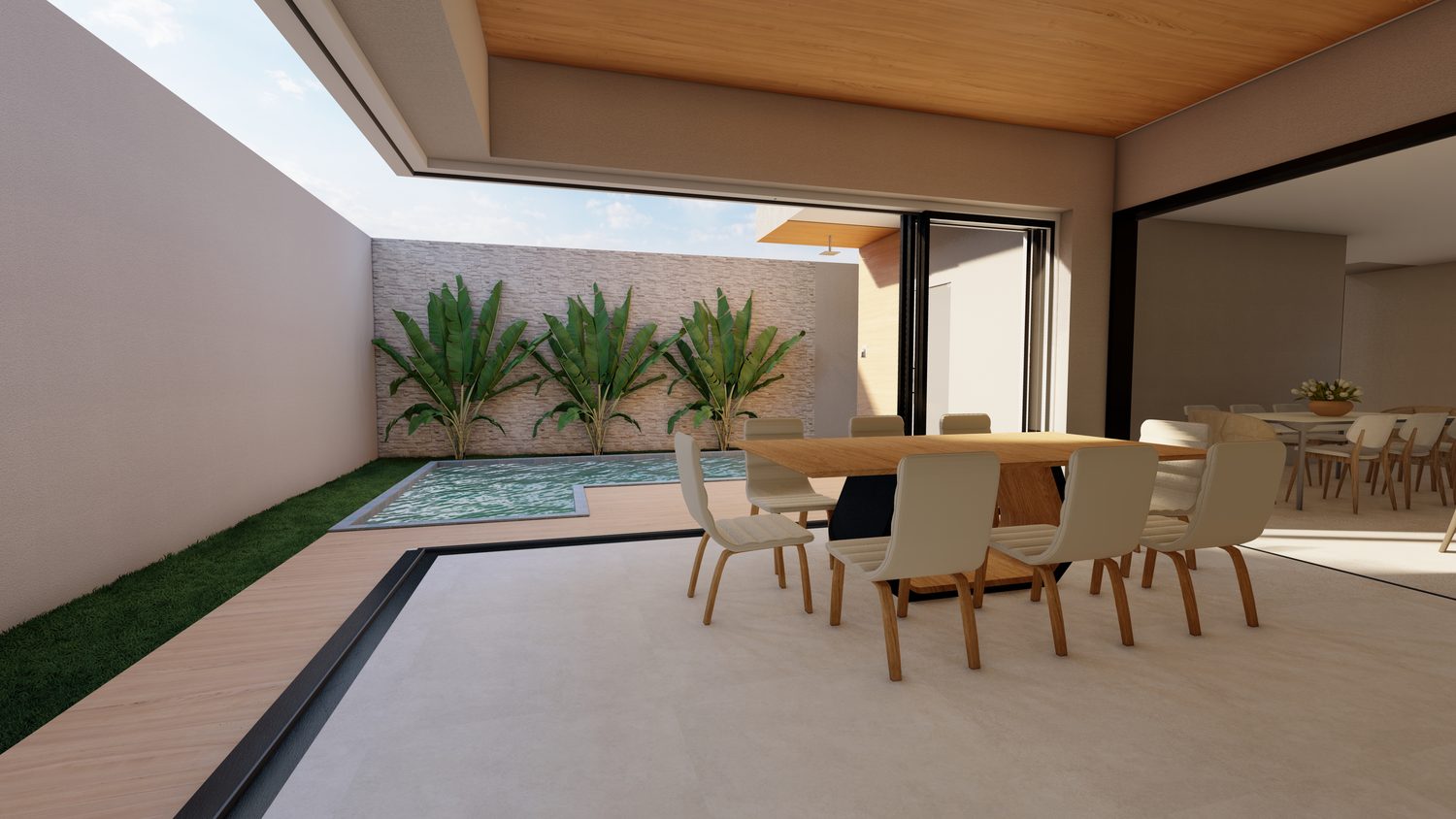Projeto de área de lazer com piscina da Meninea