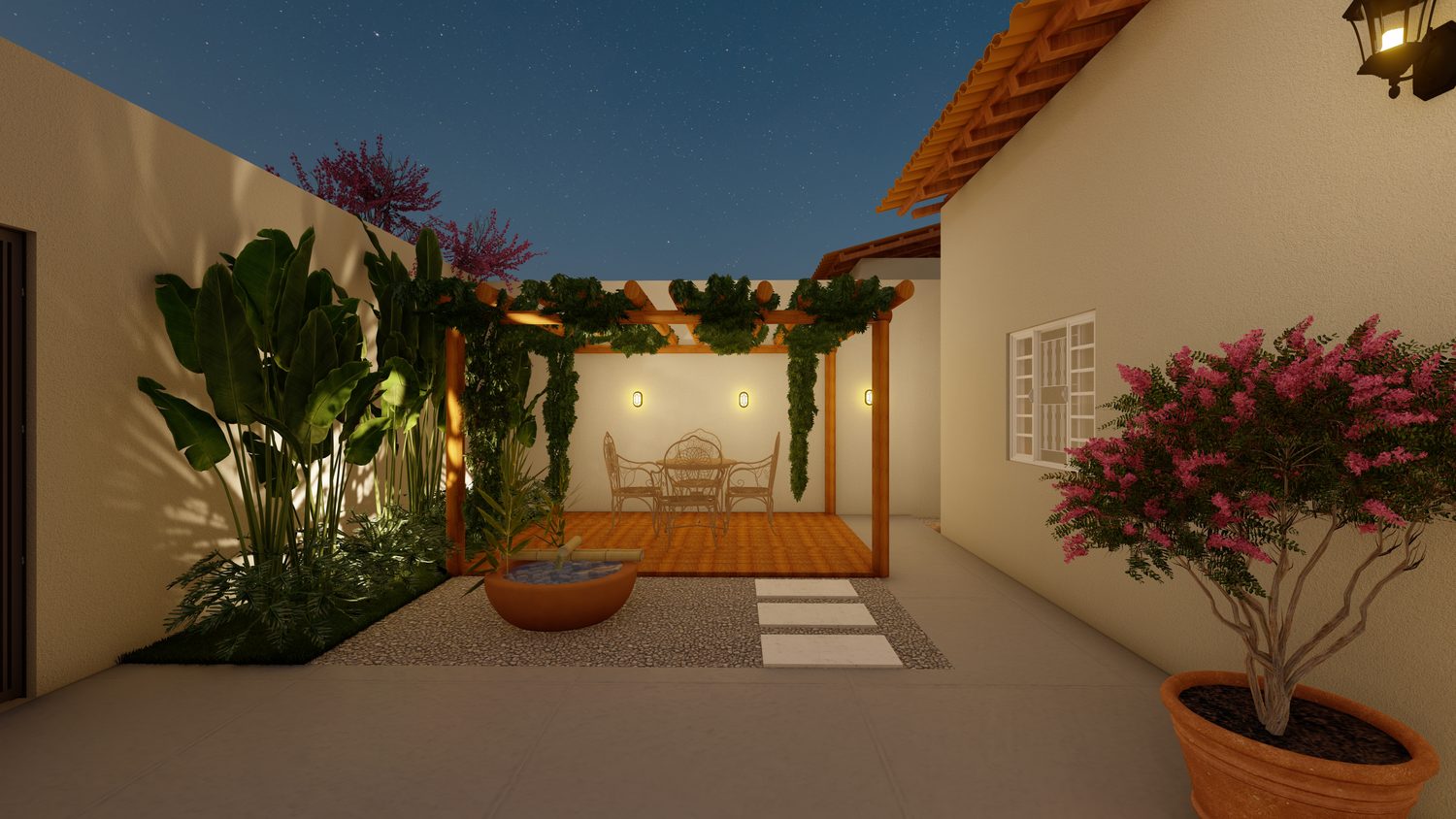 Projeto de área gourmet e paisagismo da Meninea